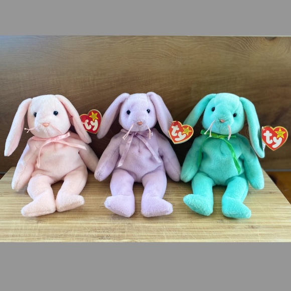 TY Beanie Babies Collection, Floppity ~ Hippity ~ Hoppity the Rabbit Set